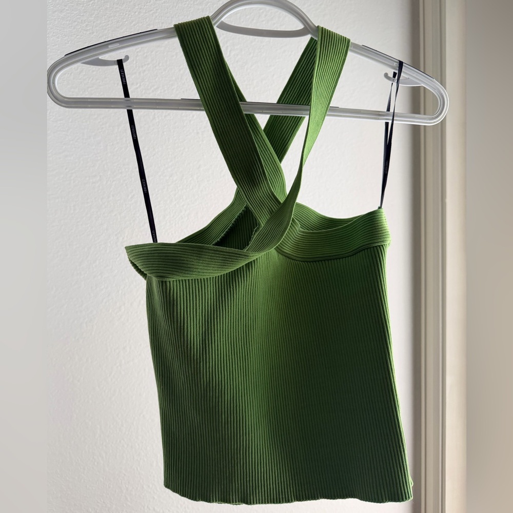 Forever 21 Olive Ribbed Cross-Back Tank